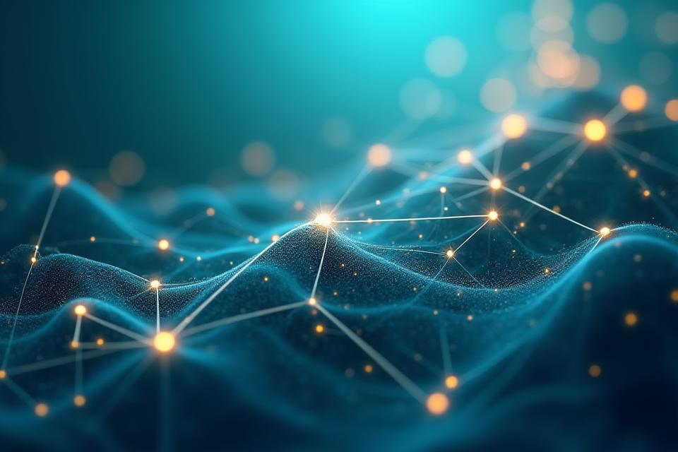 Abstract visualization of data points connecting, representing habit formation and positive feedback loops.