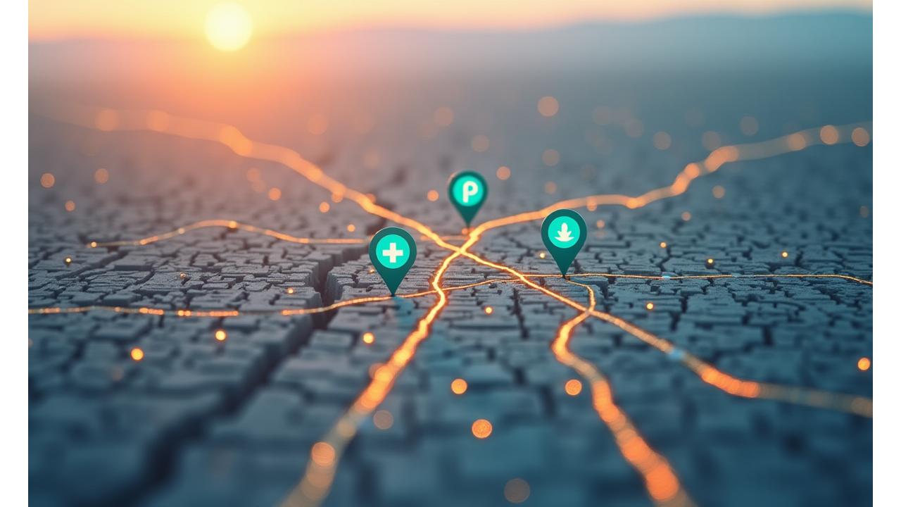 An aerial map view of Portland, Oregon, dotted with stylized icons representing various local wellness stores and pharmacies, highlighting Prime Wellness's partnership network.