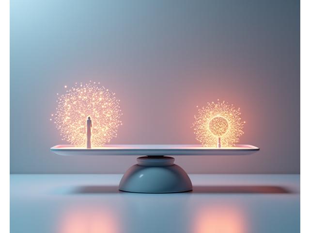 Stylized balanced scales with abstract human figures on one side and legal documents on the other, symbolizing balance of responsibility.